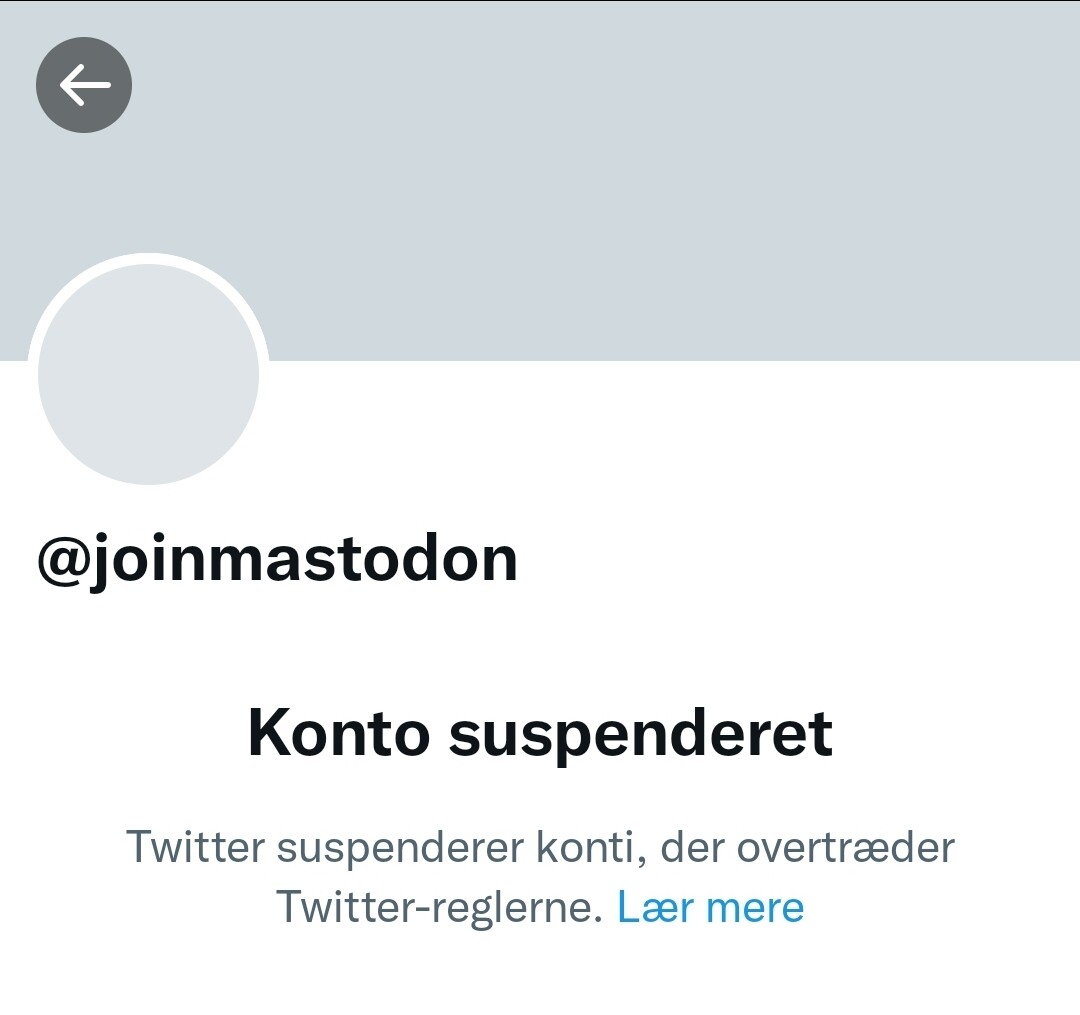 Mastodons Twitteraccount has been suspended