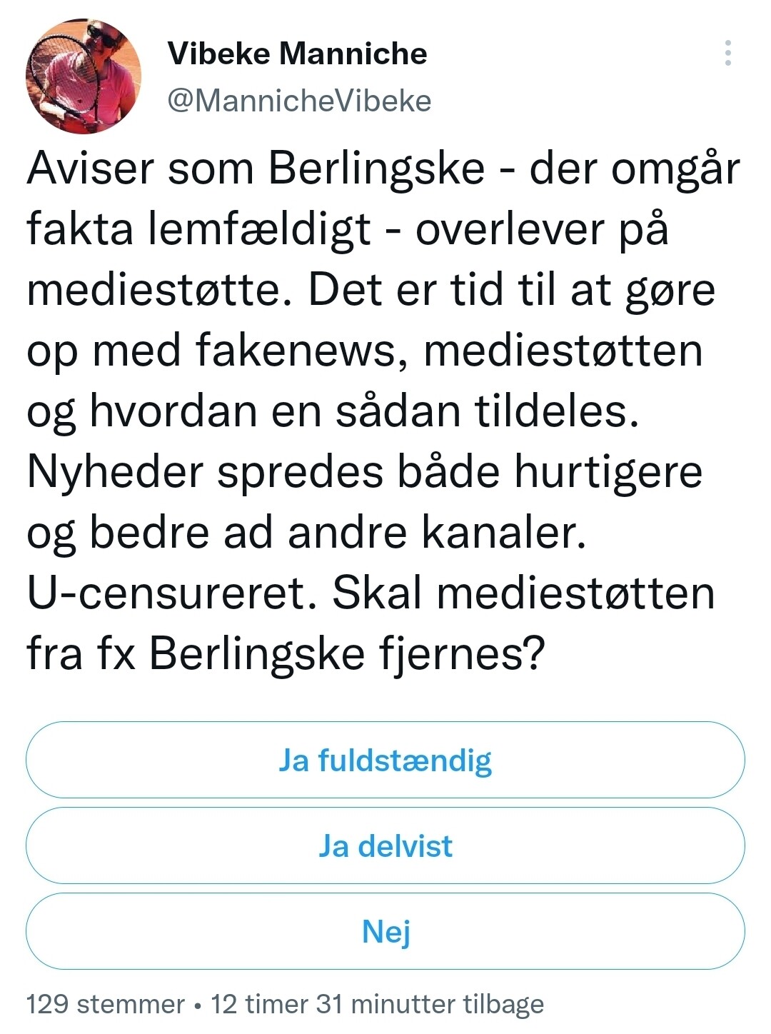 Vibeke Manniche tweet